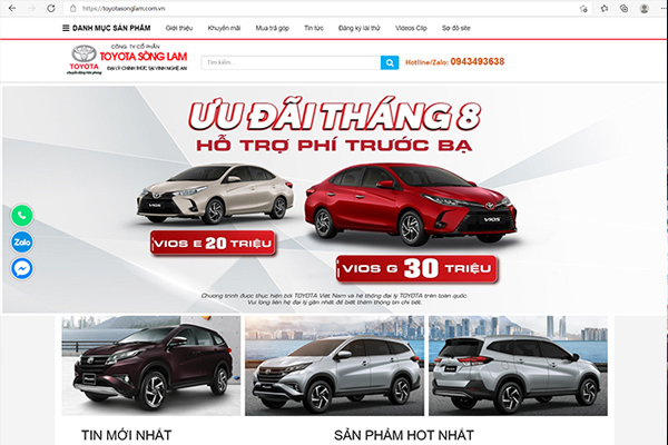 Công bố Website Công ty Toyota Sông Lam Nghệ An