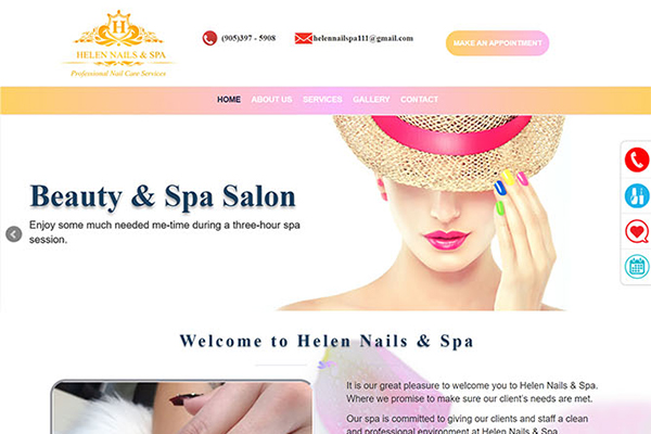Giới thiệu website Helen Nails & Spa, một đối tác tại Canada